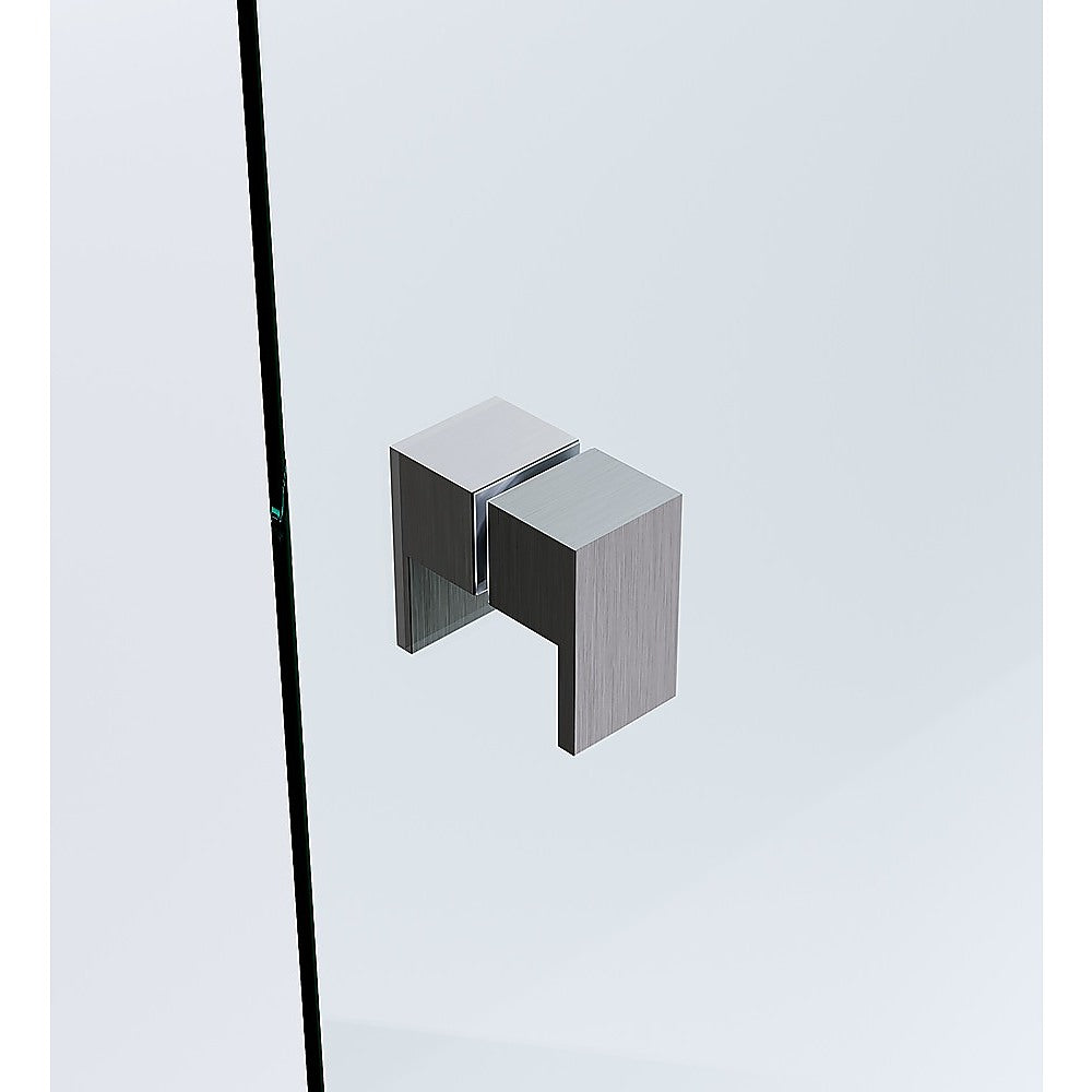 100cm Wall to Wall Frameless Shower Screen with Gunmetal Channel and SS Hinges , Square Double Pull Handle