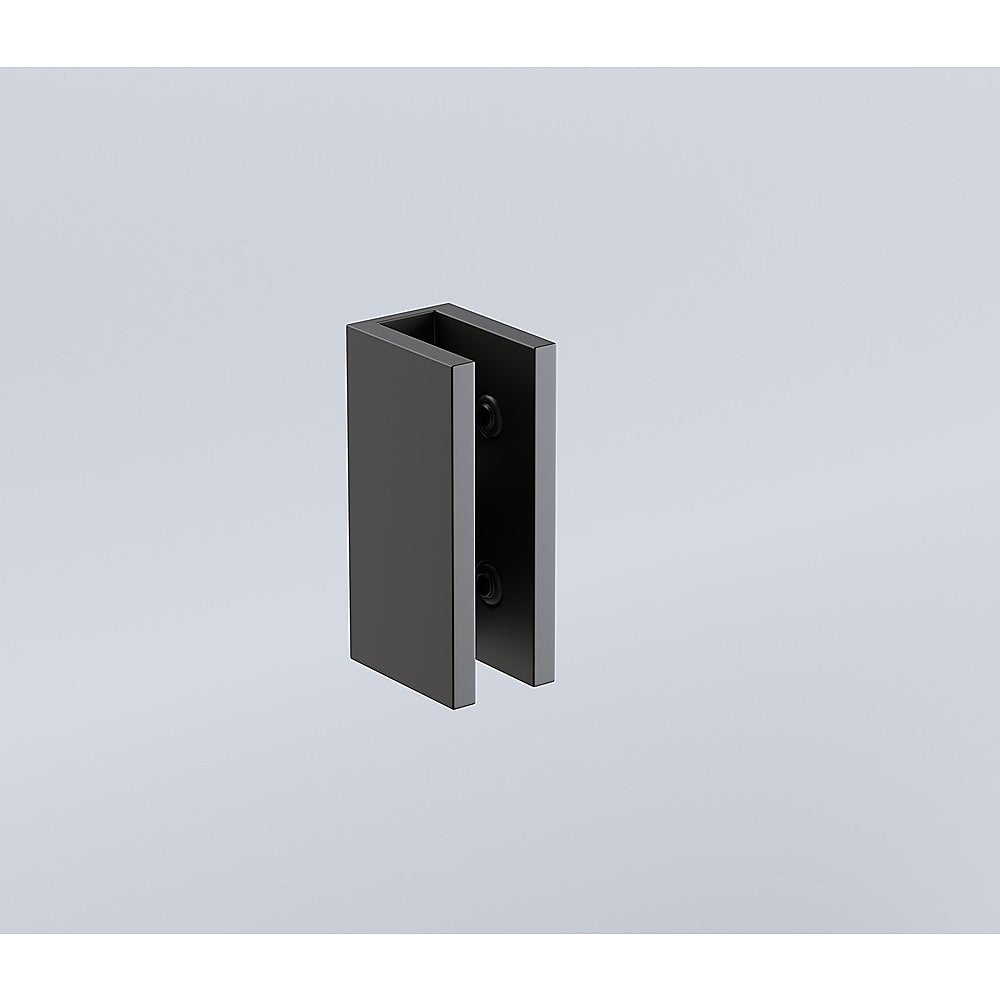 100cm Reeded Glass Shower Screen with Black Wall U-Brackets