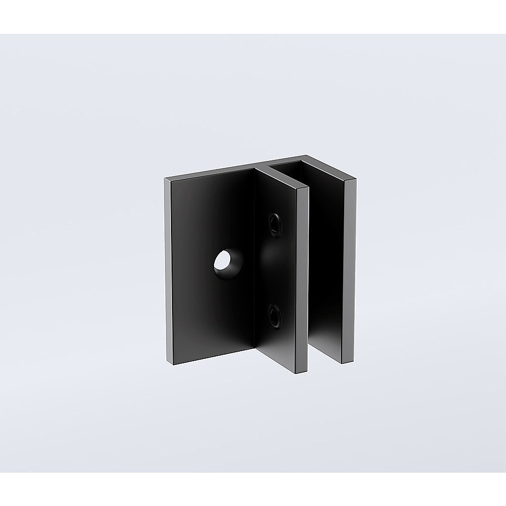 100cm Reeded Glass Shower Screen with Black Wall F-Brackets