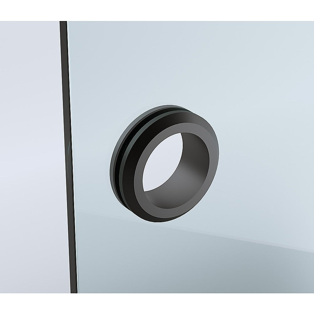 100cm Frameless Diamond Shower Screen with Black Brackets and SS Hinges